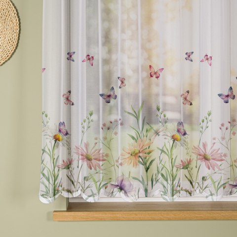ŁĄKA Z MOTYLAMI Firanka żakardowa odpasowana na prosto 023456, szerokość 250 x wysokość 160cm, kolor 009 wielokolorowy D00431/FO
