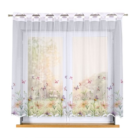 ŁĄKA Z MOTYLAMI Firanka żakardowa odpasowana na prosto 023456, szerokość 250 x wysokość 160cm, kolor 009 wielokolorowy D00431/FO
