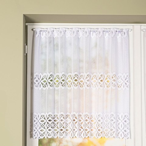 Zazdrostka żakardowa ze wzorem na samym dole, wysokość 75cm, kolor 001 biały 018869/000/001/000075/1