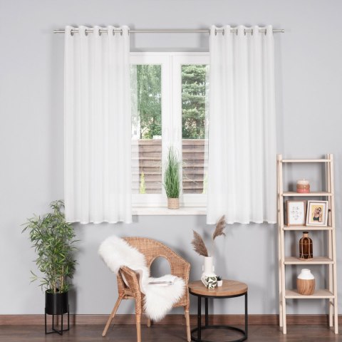 BASIC Zasłona gotowa na przelotkach (srebro chrom), szerokość 145 x wysokość 170cm, kolor 010 biały TD0005/ZGP/010/145171/1