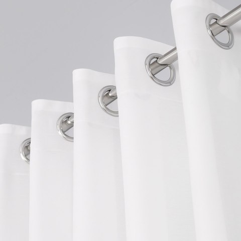 BASIC Zasłona gotowa na przelotkach (srebro chrom), szerokość 145 x wysokość 300cm, kolor 010 biały TD0005/ZGP/010/145301/1