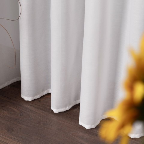 BASIC Zasłona gotowa na przelotkach (srebro chrom), szerokość 145 x wysokość 300cm, kolor 010 biały TD0005/ZGP/010/145301/1