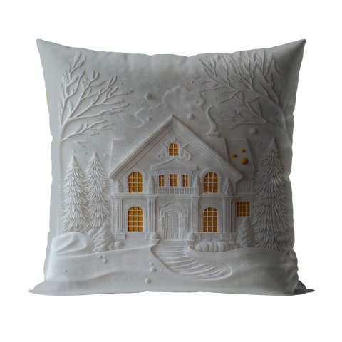 DOMEK Z EFEKTEM 3D Poszewka dekoracyjna VELVET, 40x40cm, kolor 001 szaro biały PBN338/POP/001/040040/1
