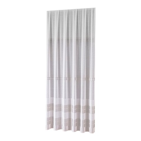Firanka fantazyjna ze wzorem na samym dole z ołowianką, wysokość 300cm, kolor 032 biały z szarymi pasami 019355/OLO/032/000300/1