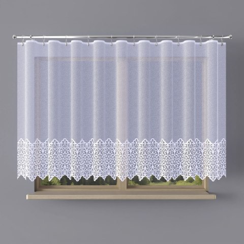 Firanka żakardowa ze wzorem na samym dole, wysokość 140cm, kolor 001 biały 019470/000/001/000140/1