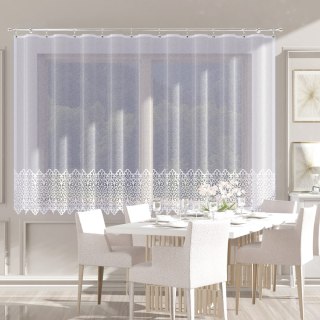 Firanka żakardowa ze wzorem na samym dole, wysokość 140cm, kolor 001 biały 019470/000/001/000140/1