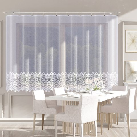 Firanka żakardowa ze wzorem na samym dole, wysokość 140cm, kolor 001 biały 019470/000/001/000140/1