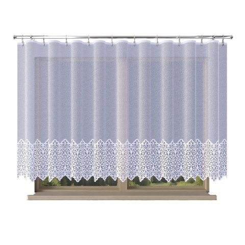 Firanka żakardowa ze wzorem na samym dole, wysokość 140cm, kolor 001 biały 019470/000/001/000140/1