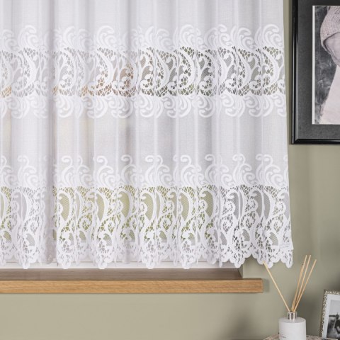 Firanka żakardowa ze wzorem pasowym, wysokość 160cm, kolor 001 biały 107871/000/001/000160/1