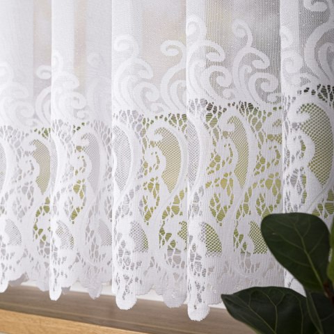 Firanka żakardowa ze wzorem pasowym, wysokość 160cm, kolor 001 biały 107871/000/001/000160/1