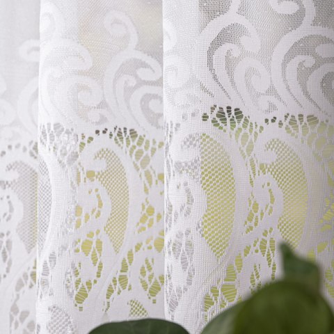 Firanka żakardowa ze wzorem pasowym, wysokość 160cm, kolor 001 biały 107871/000/001/000160/1