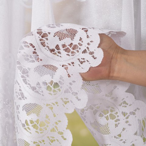 Firanka żakardowa ze wzorem pasowym, wysokość 160cm, kolor 001 biały 107871/000/001/000160/1