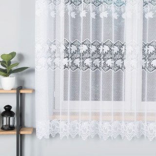 Firanka żakardowa ze wzorem pasowym, wysokość 180cm, kolor 001 biały 004164/000/001/000180/1