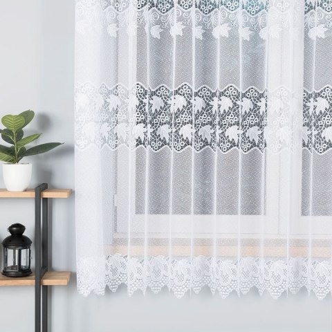 Firanka żakardowa ze wzorem pasowym, wysokość 180cm, kolor 001 biały 004164/000/001/000180/1