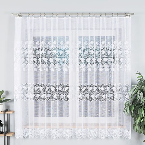 Firanka żakardowa ze wzorem pasowym, wysokość 180cm, kolor 001 biały 004164/000/001/000180/1