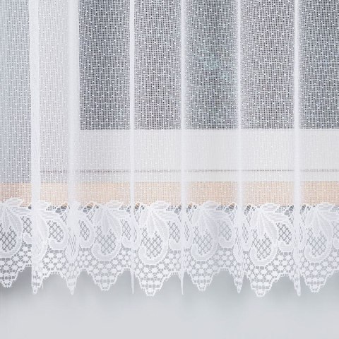 Firanka żakardowa ze wzorem pasowym, wysokość 180cm, kolor 001 biały 004164/000/001/000180/1