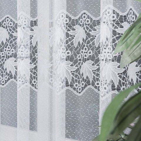 Firanka żakardowa ze wzorem pasowym, wysokość 180cm, kolor 001 biały 004164/000/001/000180/1