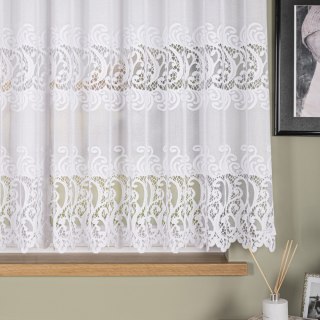 Firanka żakardowa ze wzorem pasowym, wysokość 180cm, kolor 001 biały 107871/000/001/000180/1