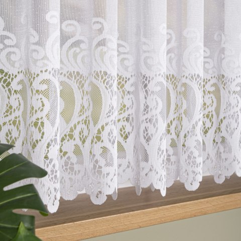 Firanka żakardowa ze wzorem pasowym, wysokość 180cm, kolor 001 biały 107871/000/001/000180/1