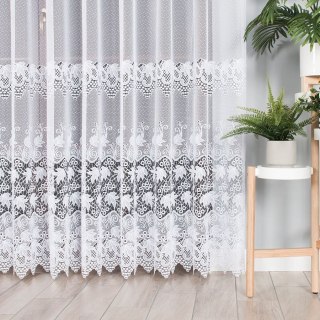Firanka żakardowa ze wzorem pasowym, wysokość 250cm, kolor 001 biały 004164/000/001/000250/1