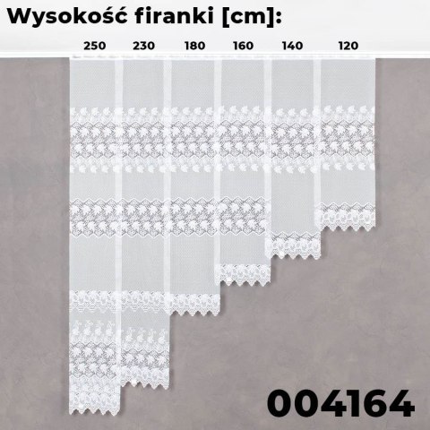 Firanka żakardowa ze wzorem pasowym, wysokość 250cm, kolor 001 biały 004164/000/001/000250/1