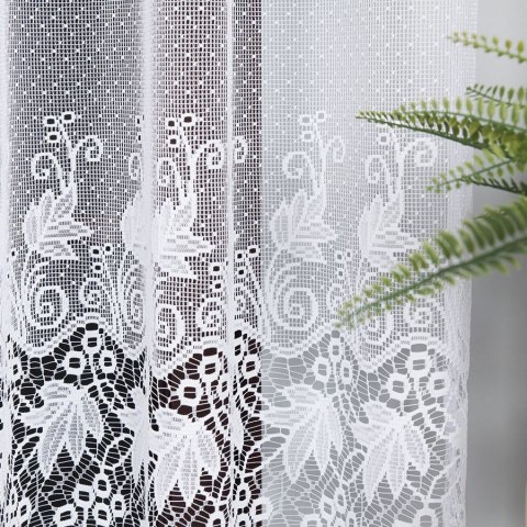 Firanka żakardowa ze wzorem pasowym, wysokość 250cm, kolor 001 biały 004164/000/001/000250/1