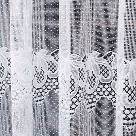 Firanka żakardowa ze wzorem pasowym, wysokość 250cm, kolor 001 biały 004164/000/001/000250/1