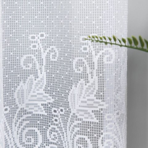 Firanka żakardowa ze wzorem pasowym, wysokość 250cm, kolor 001 biały 004164/000/001/000250/1