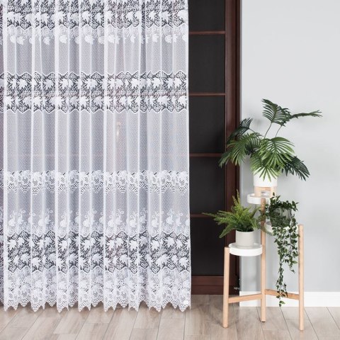 Firanka żakardowa ze wzorem pasowym, wysokość 250cm, kolor 001 biały 004164/000/001/000250/1