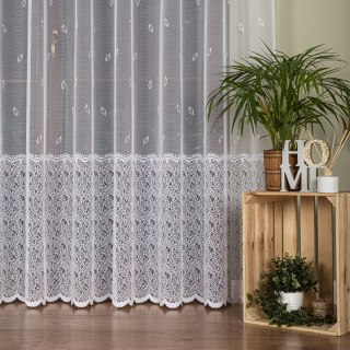 Firanka żakardowa ze wzorem pasowym, wysokość 250cm, kolor 001 biały 044288/000/001/000250/1