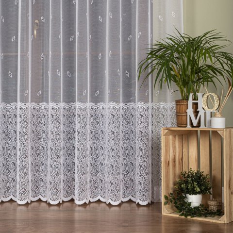 Firanka żakardowa ze wzorem pasowym, wysokość 250cm, kolor 001 biały 044288/000/001/000250/1