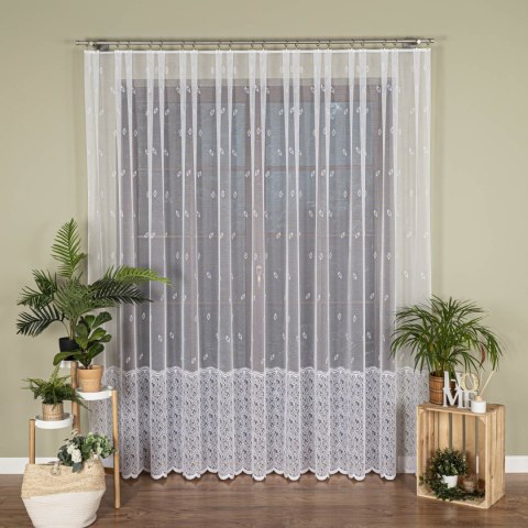 Firanka żakardowa ze wzorem pasowym, wysokość 250cm, kolor 001 biały 044288/000/001/000250/1