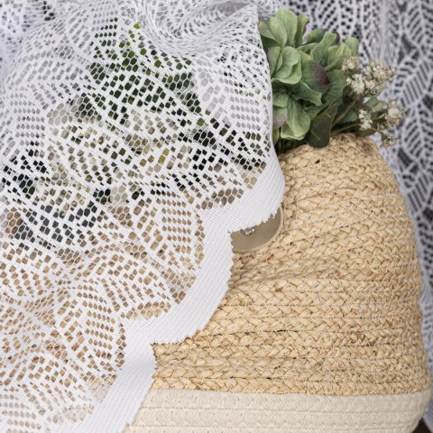 Firanka żakardowa ze wzorem pasowym, wysokość 250cm, kolor 001 biały 044288/000/001/000250/1