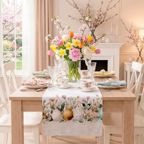 ŁĄKOWE PISANKI Tkanina dekoracyjna obrusowa NINA WODOODPORNA, 160cm, kolor 004 beżowy DWI412/NIW/N04/160000/1