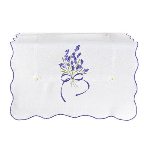 LAWENDOWA POLANA Bieżnik z haftem, szerokość 50cm x wysokość 100cm, kolor 001 biały 291771/KSP/001/050100/1