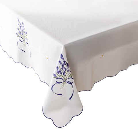 LAWENDOWA POLANA Obrus z haftem, szerokość 140cm x wysokość 220cm, kolor 001 biały 291771/KSP/001/140220/1