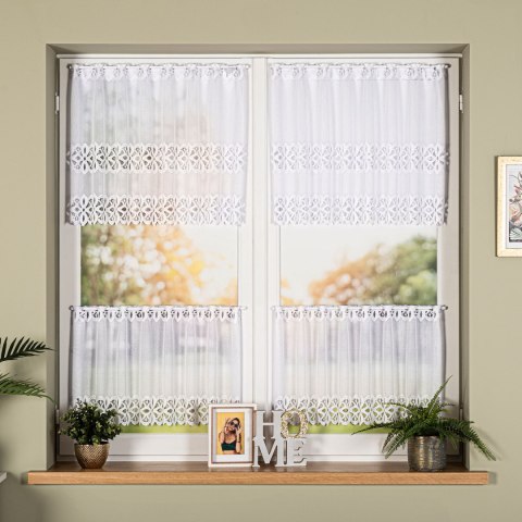 Zazdrostka żakardowa ze wzorem na samym dole, wysokość 60cm, kolor 001 biały 018869/000/001/000060/1