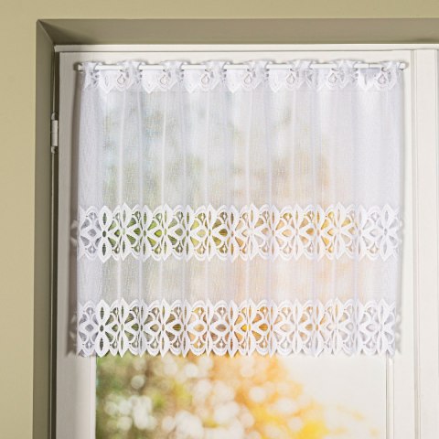 Zazdrostka żakardowa ze wzorem na samym dole, wysokość 60cm, kolor 001 biały 018869/000/001/000060/1