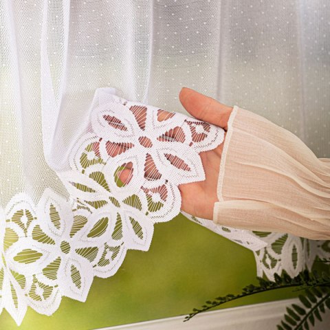 Zazdrostka żakardowa ze wzorem na samym dole, wysokość 60cm, kolor 001 biały 018869/000/001/000060/1