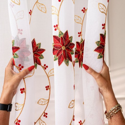 Firanka haftowana z ołowianką, wysokość 290cm, kolor 001 biały 425050/OLO/001/000290/1