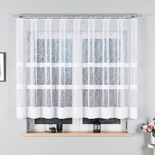 Firanka żakardowa ze wzorem pasowym, wysokość 140cm, kolor 001 biały 018352/000/001/000140/1