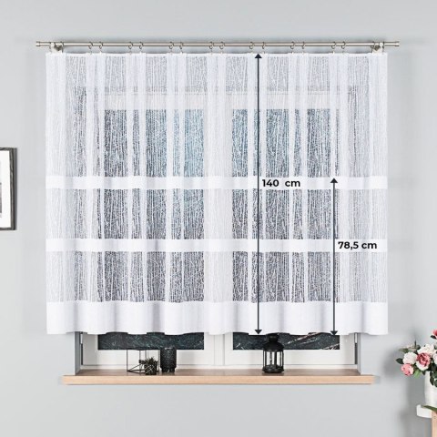 Firanka żakardowa ze wzorem pasowym, wysokość 140cm, kolor 001 biały 018352/000/001/000140/1