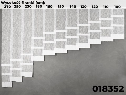 Firanka żakardowa ze wzorem pasowym, wysokość 140cm, kolor 001 biały 018352/000/001/000140/1