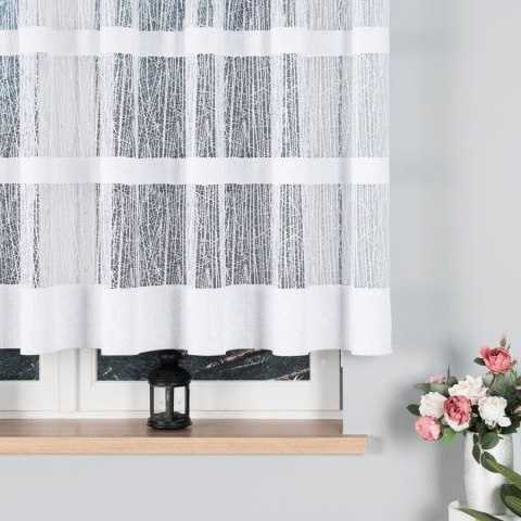 Firanka żakardowa ze wzorem pasowym, wysokość 140cm, kolor 001 biały 018352/000/001/000140/1