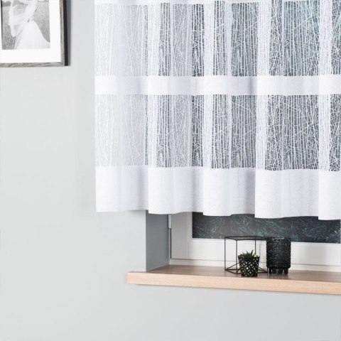 Firanka żakardowa ze wzorem pasowym, wysokość 140cm, kolor 001 biały 018352/000/001/000140/1