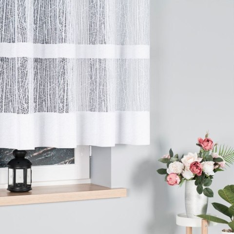 Firanka żakardowa ze wzorem pasowym, wysokość 140cm, kolor 001 biały 018352/000/001/000140/1