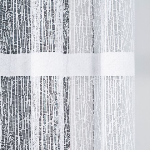 Firanka żakardowa ze wzorem pasowym, wysokość 140cm, kolor 001 biały 018352/000/001/000140/1