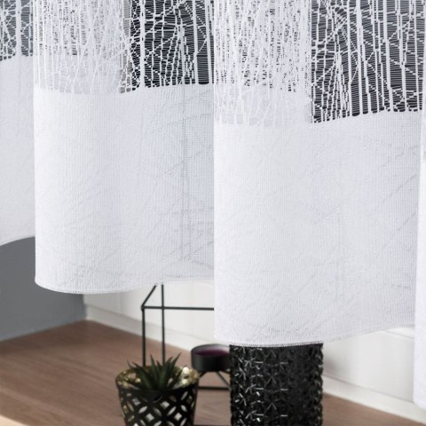Firanka żakardowa ze wzorem pasowym, wysokość 140cm, kolor 001 biały 018352/000/001/000140/1
