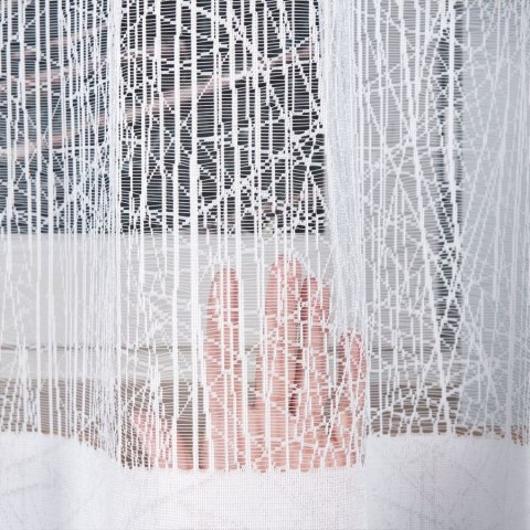 Firanka żakardowa ze wzorem pasowym, wysokość 140cm, kolor 001 biały 018352/000/001/000140/1