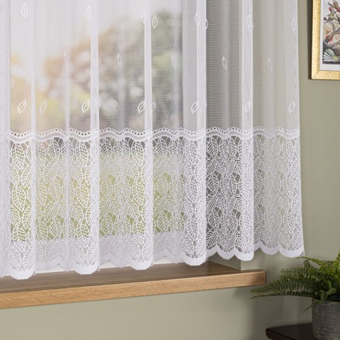 Firanka żakardowa ze wzorem pasowym, wysokość 160cm, kolor 001 biały 044288/000/001/000160/1